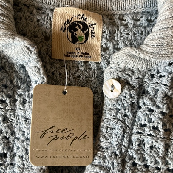 Free People Ombre Blue to Purple Open Stitch Alicia Crochet Cardigan XS NWT - Picture 6 of 12